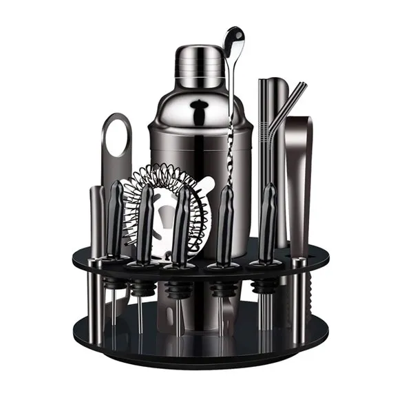 Černá koktejlová sada se stojanem