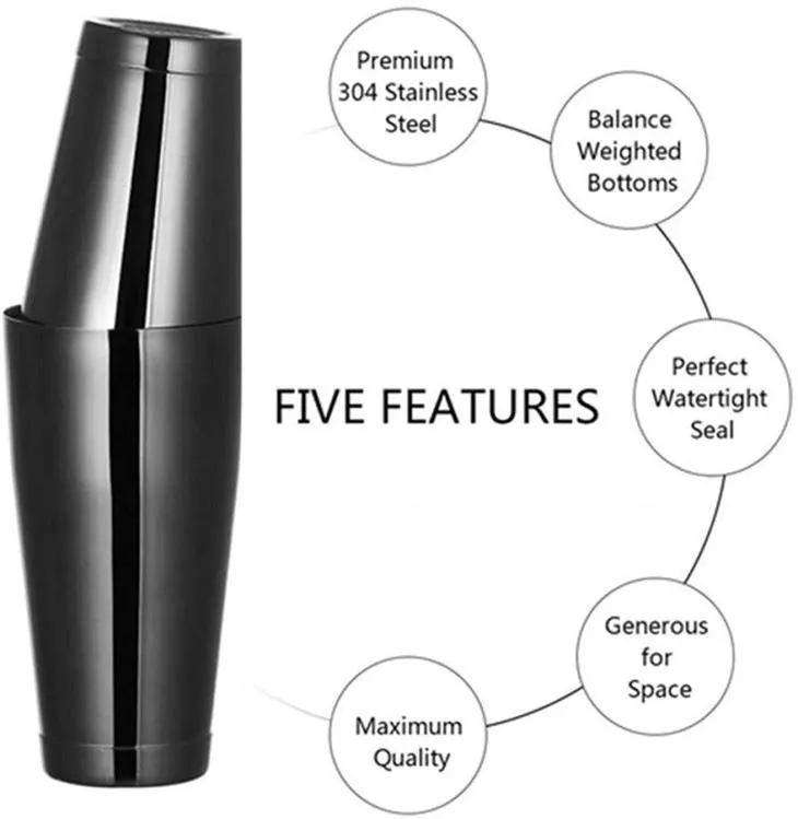 Černá nerezová ocel Boston Shaker